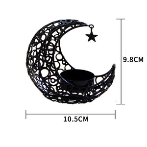 Light Luxury Crescent Moon and Star Metal Candle Holder